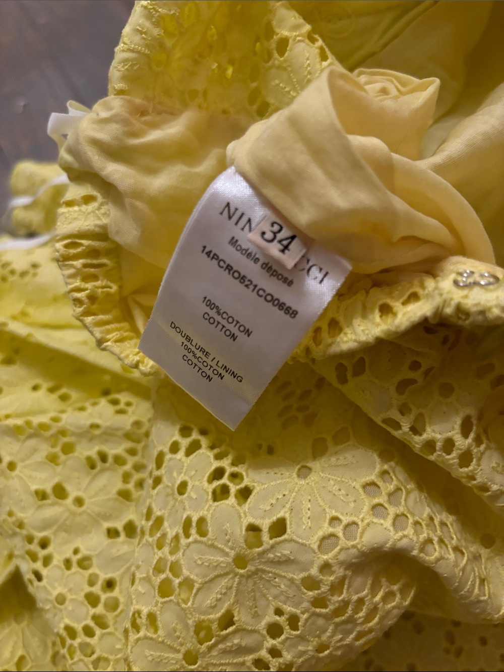 Nina Ricci Yellow Eyelet Midi Dress with Halter straps - Picture 6 of 12